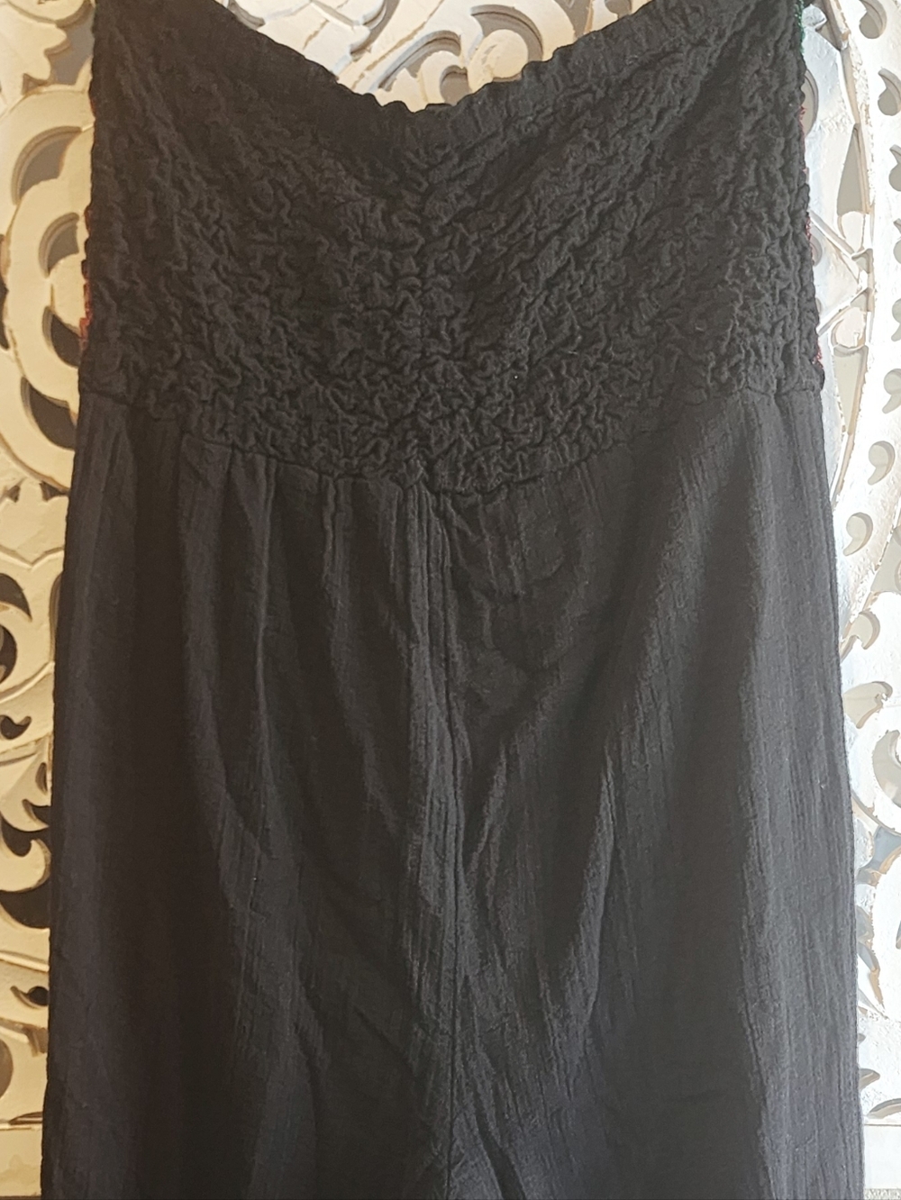 FREE PEOPLE KARAN STRAPLESS SMOCKED FLORAL JUMPSUIT  IN BLACK SIZE MEDIUM - Picture 13 of 16